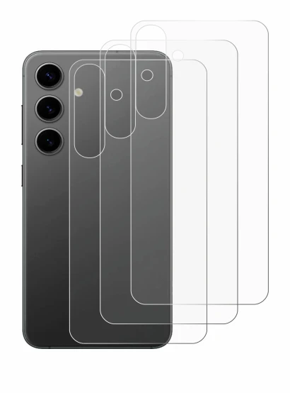 Image de l'appareil Samsung Galaxy S24 Plus (Arrière) avec une grande variété de protections d'écran.