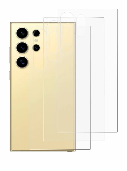 Image de l'appareil Samsung Galaxy S24 Ultra (Arrière) avec une grande variété de protections d'écran.