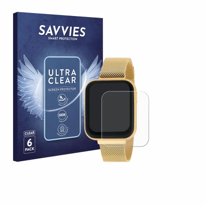 Face avant d’un emballage produit avec le logo de la marque Savvies. À côté, l’appareil Liu Jo SWLJ053 1.69" est représenté av