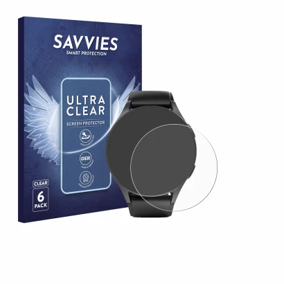 Face avant d’un emballage produit avec le logo de la marque Savvies. À côté, l’appareil Hama 8900 (42 mm) est représenté avec 
