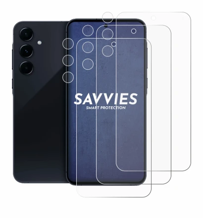 Image de l'appareil Samsung Galaxy A55 5G (Avant+Caméra) avec une grande variété de protections d'écran.