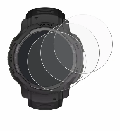 Image de l'appareil Garmin Instinct Crossover Solar avec une grande variété de protections d'écran.