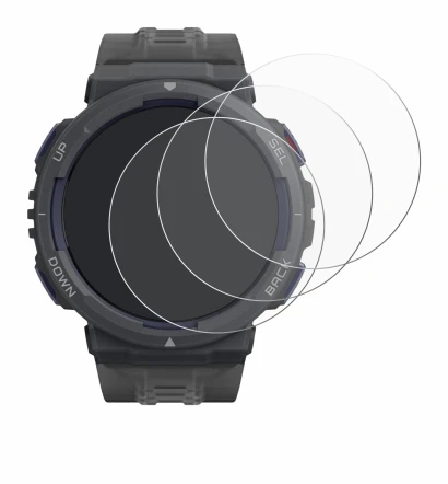 Image de l'appareil Amazfit Active Edge avec une grande variété de protections d'écran.