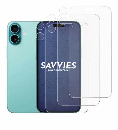 Image de l'appareil Apple iPhone 16 Plus (Avant+Caméra) avec une grande variété de protections d'écran.