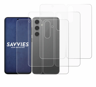 Image de l'appareil Samsung Galaxy S24 FE (Avant+Arrière) avec une grande variété de protections d'écran.