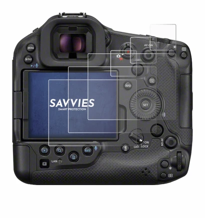Image de l'appareil Canon EOS R1 avec une grande variété de protections d'écran.