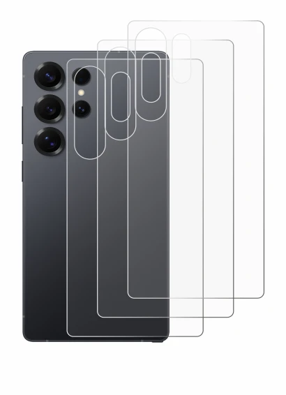 Image de l'appareil Samsung Galaxy S25 Ultra (Arrière) avec une grande variété de protections d'écran.