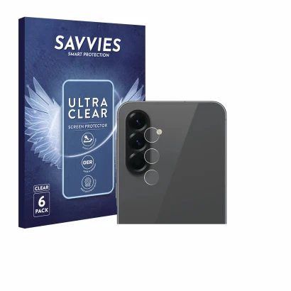 Face avant d’un emballage produit avec le logo de la marque Savvies. À côté, l’appareil Samsung Galaxy A56 5G Enterprise Editi