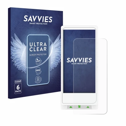 Face avant d’un emballage produit avec le logo de la marque Savvies. À côté, l’appareil Clover Flex est représenté avec la pro