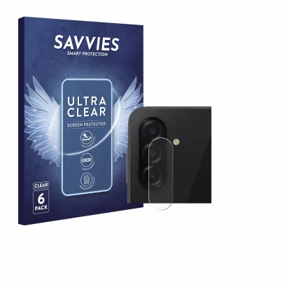 Face avant d’un emballage produit avec le logo de la marque Savvies. À côté, l’appareil Samsung Galaxy A26 5G Enterprise Editi