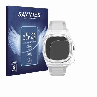 Face avant d’un emballage produit avec le logo de la marque Savvies. À côté, l’appareil Timex Reissue 1983 E est représenté av