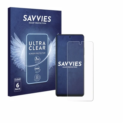 Face avant d’un emballage produit avec le logo de la marque Savvies. À côté, l’appareil Oppo A40 est représenté avec la protec