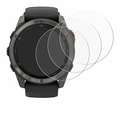 Image de l'appareil Garmin Fenix 8 Pro MicroLED (51 mm) avec une grande variété de protections d'écran.