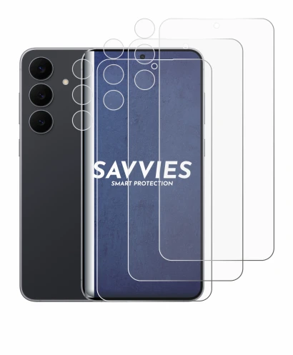 Image de l'appareil Samsung Galaxy S25 FE (Avant+Caméra) avec une grande variété de protections d'écran.