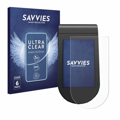Face avant d’un emballage produit avec le logo de la marque Savvies. À côté, l’appareil SoFlow SO4 Pro MAX est représenté avec