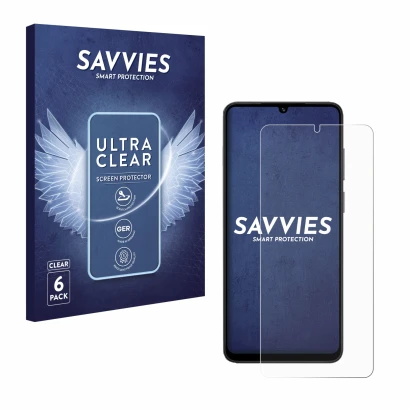 Face avant d’un emballage produit avec le logo de la marque Savvies. À côté, l’appareil Honor X5c Plus est représenté avec la 