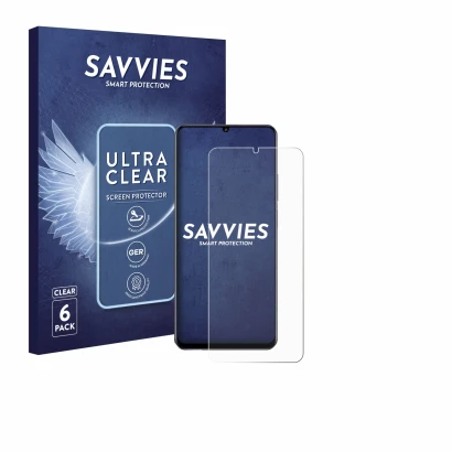 Face avant d’un emballage produit avec le logo de la marque Savvies. À côté, l’appareil realme Note 70 est représenté avec la 