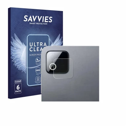 Face avant d’un emballage produit avec le logo de la marque Savvies. À côté, l’appareil Xiaomi Pad 8 Pro (Caméra UNIQUEMENT) e