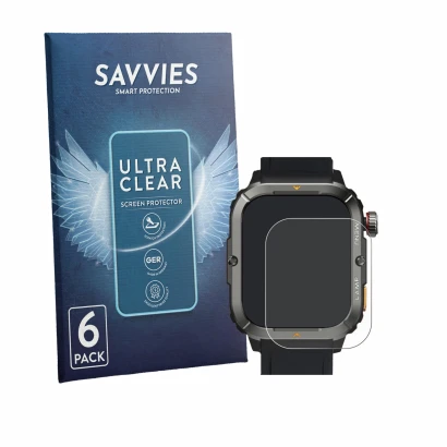 Face avant d’un emballage produit avec le logo de la marque Savvies. À côté, l’appareil AGM Legion 3 est représenté avec la pr