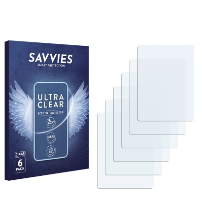 Face avant d’un emballage produit avec le logo de la marque Savvies. À côté se trouve la protection d’écran correspondante.