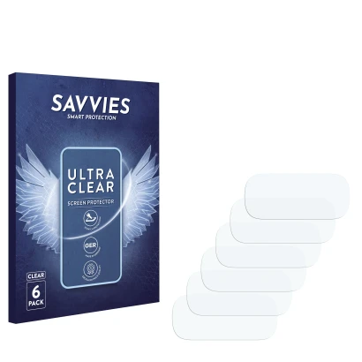 Face avant d’un emballage produit avec le logo de la marque Savvies. À côté se trouve la protection d’écran correspondante.