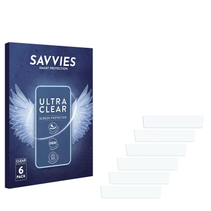 Face avant d’un emballage produit avec le logo de la marque Savvies. À côté se trouve la protection d’écran correspondante.