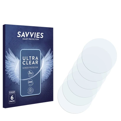 Face avant d’un emballage produit avec le logo de la marque Savvies. À côté se trouve la protection d’écran correspondante.