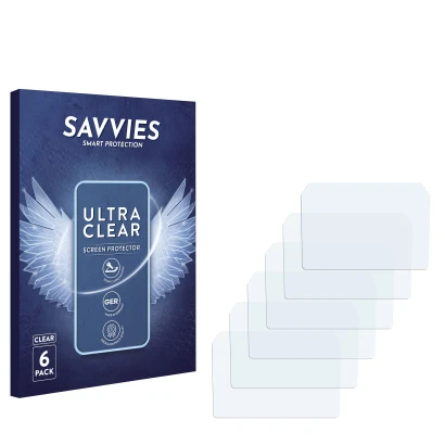 Face avant d’un emballage produit avec le logo de la marque Savvies. À côté se trouve la protection d’écran correspondante.
