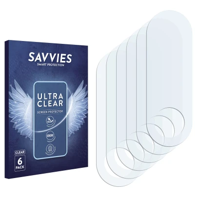 Face avant d’un emballage produit avec le logo de la marque Savvies. À côté se trouve la protection d’écran correspondante.