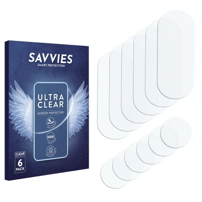Face avant d’un emballage produit avec le logo de la marque Savvies. À côté se trouve la protection d’écran correspondante.