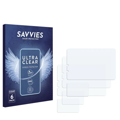 Face avant d’un emballage produit avec le logo de la marque Savvies. À côté se trouve la protection d’écran correspondante.