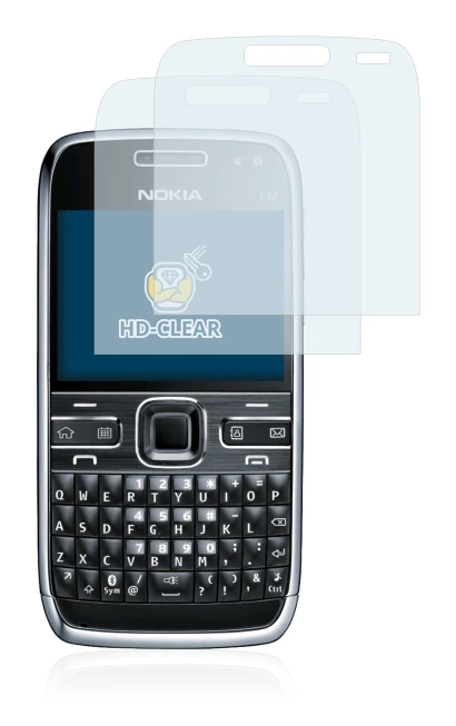 Image de l'appareil Nokia E72 avec une grande variété de protections d'écran.