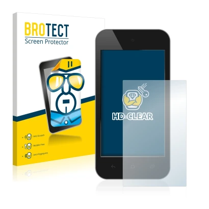 Face avant d’un emballage produit avec le logo de la marque BROTECT. À côté, l’appareil est représenté avec la protection d’éc