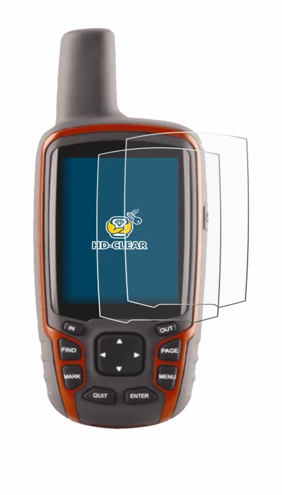 Image de l'appareil Garmin GPSMAP 62s avec une grande variété de protections d'écran.