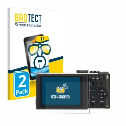 Face avant d’un emballage produit avec le logo de la marque BROTECT. À côté, l’appareil Pentax MX-1 est représenté avec la pro