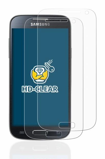 Image de l'appareil Samsung Galaxy S4 Mini avec une grande variété de protections d'écran.