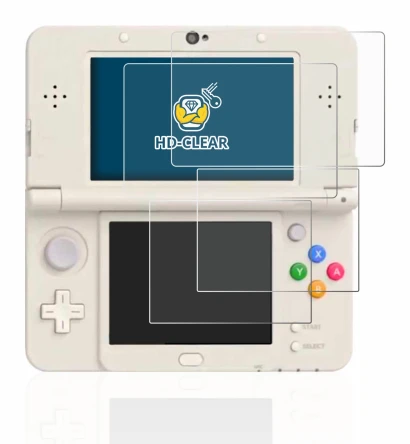 Image de l'appareil Nintendo New 3DS avec une grande variété de protections d'écran.
