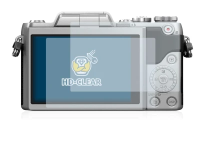 Image de l'appareil Panasonic Lumix DMC-GF7 avec une grande variété de protections d'écran.