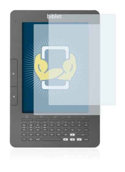 Image de l'appareil Biblet eBook Reader avec une grande variété de protections d'écran.