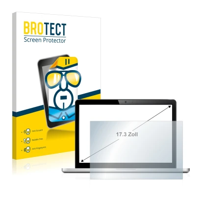 Face avant d’un emballage produit avec le logo de la marque BROTECT. À côté, l’appareil est représenté avec la protection d’éc