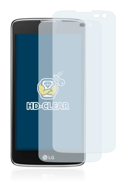 Image de l'appareil LG K7 (caméra à droite uniquement) avec une grande variété de protections d'écran.
