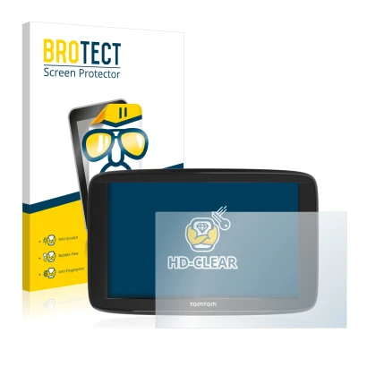 Face avant d’un emballage produit avec le logo de la marque BROTECT. À côté, l’appareil TomTom Start 62 est représenté avec la