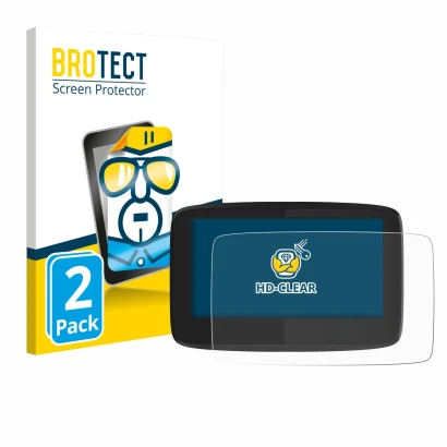 Face avant d’un emballage produit avec le logo de la marque BROTECT. À côté, l’appareil TomTom GO 620 est représenté avec la p