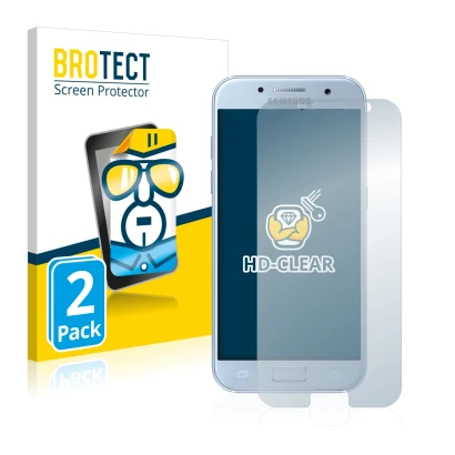 Face avant d’un emballage produit avec le logo de la marque BROTECT. À côté, l’appareil Samsung Galaxy A5 2017 est représenté 