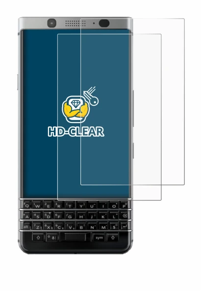 Image de l'appareil BlackBerry Keyone avec une grande variété de protections d'écran.