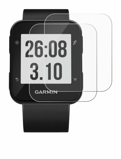 Image de l'appareil Garmin Forerunner 30 avec une grande variété de protections d'écran.