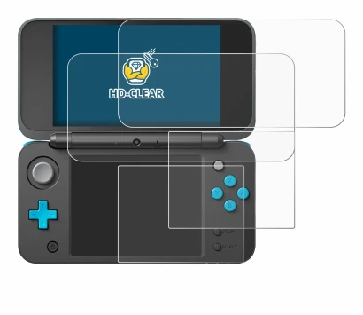 Image de l'appareil New Nintendo 2DS XL avec une grande variété de protections d'écran.