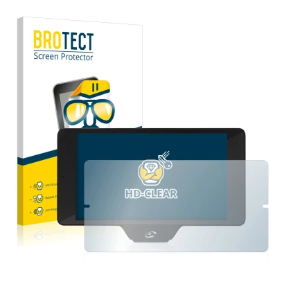 Face avant d’un emballage produit avec le logo de la marque BROTECT. À côté, l’appareil Coyote Nav+ 2017 est représenté avec l