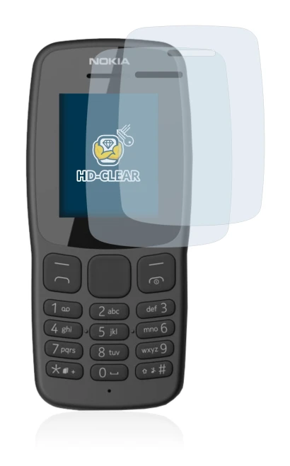 Image de l'appareil Nokia 106 2018 avec une grande variété de protections d'écran.
