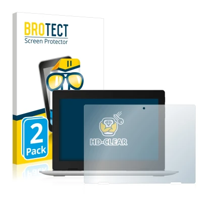 Face avant d’un emballage produit avec le logo de la marque BROTECT. À côté, l’appareil Lenovo IdeaPad D330 est représenté ave